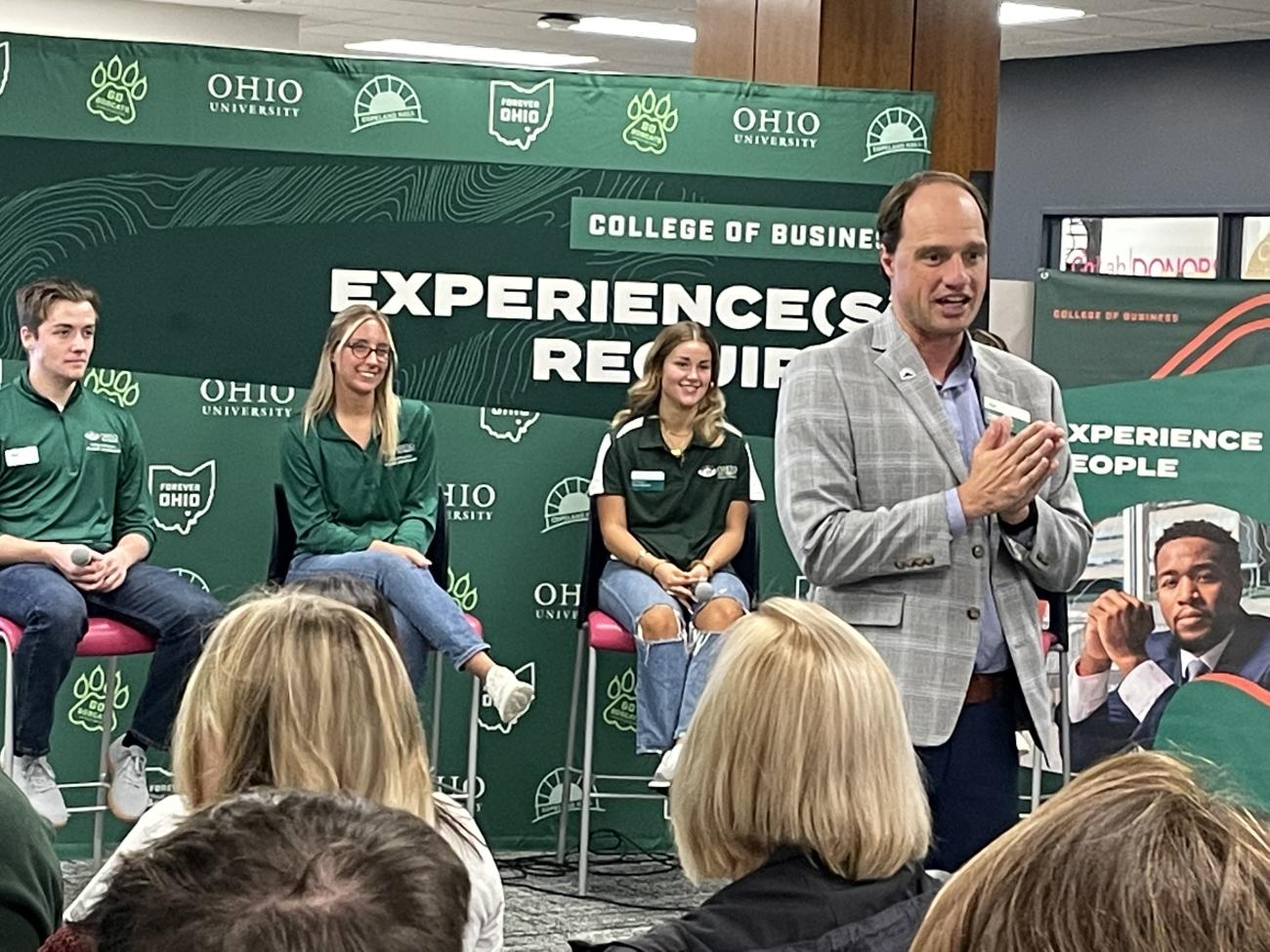 Student Ambassadors with Associate Dean, Jim Strode at Experience Day