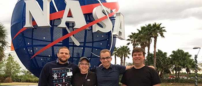 From left, OHIO grad student Alex Meyers, OHIO Professor of Environmental and Plant Biology Sarah Wyatt, technician Nathan Madonich, and Ohio Wesleyan Professor Chris Wolverton.