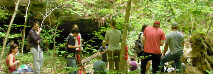 Students in Desonier Nature Preserve with Dr. Greg Springer.