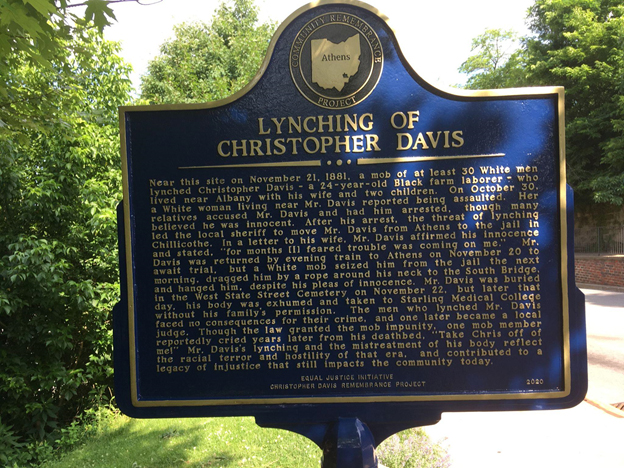 Lynching of Christopher Davis plaque