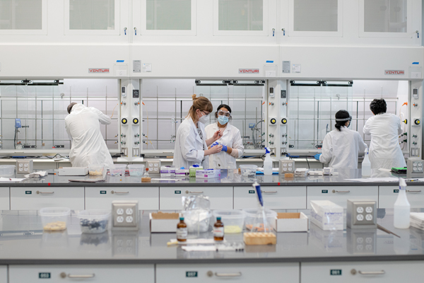 Students in the new Chemistry Building