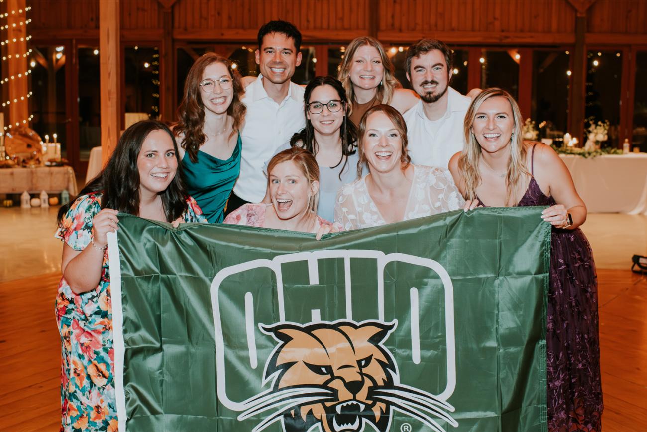 CIRS students with OHIO bobcat banner
