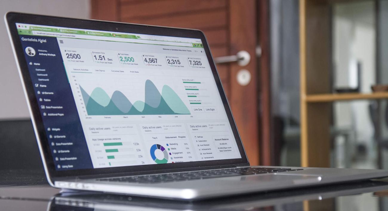 Laptop showing graphs and charts