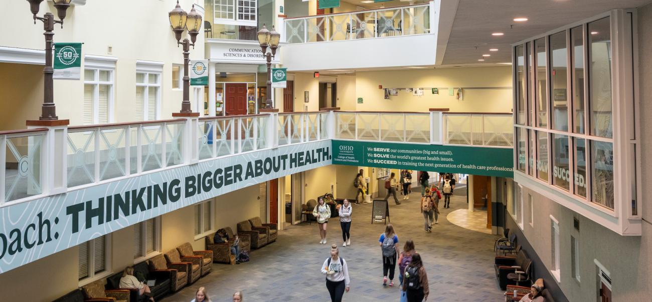 Grover Atrium, with banner reading 