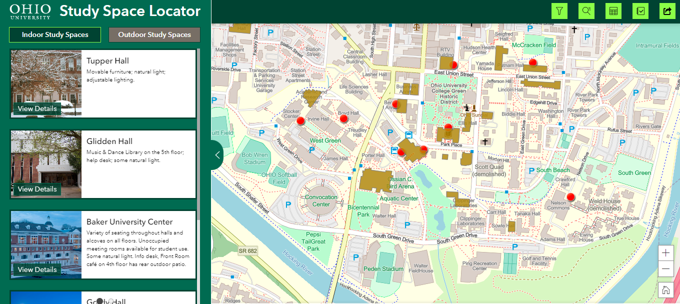 Study Space Locator Screenshot