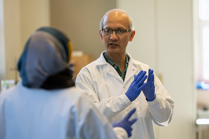 Researchers in lab