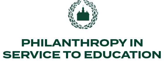 Foundation logo with text, "Philanthropy in service to education."