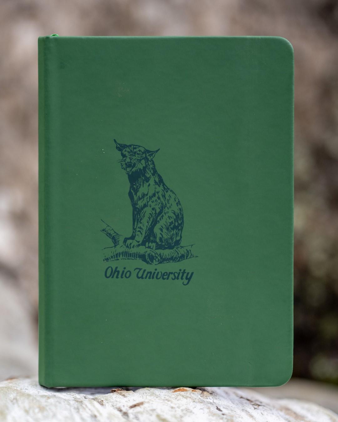 Green journal with vintage Bobcat and Ohio University designs.