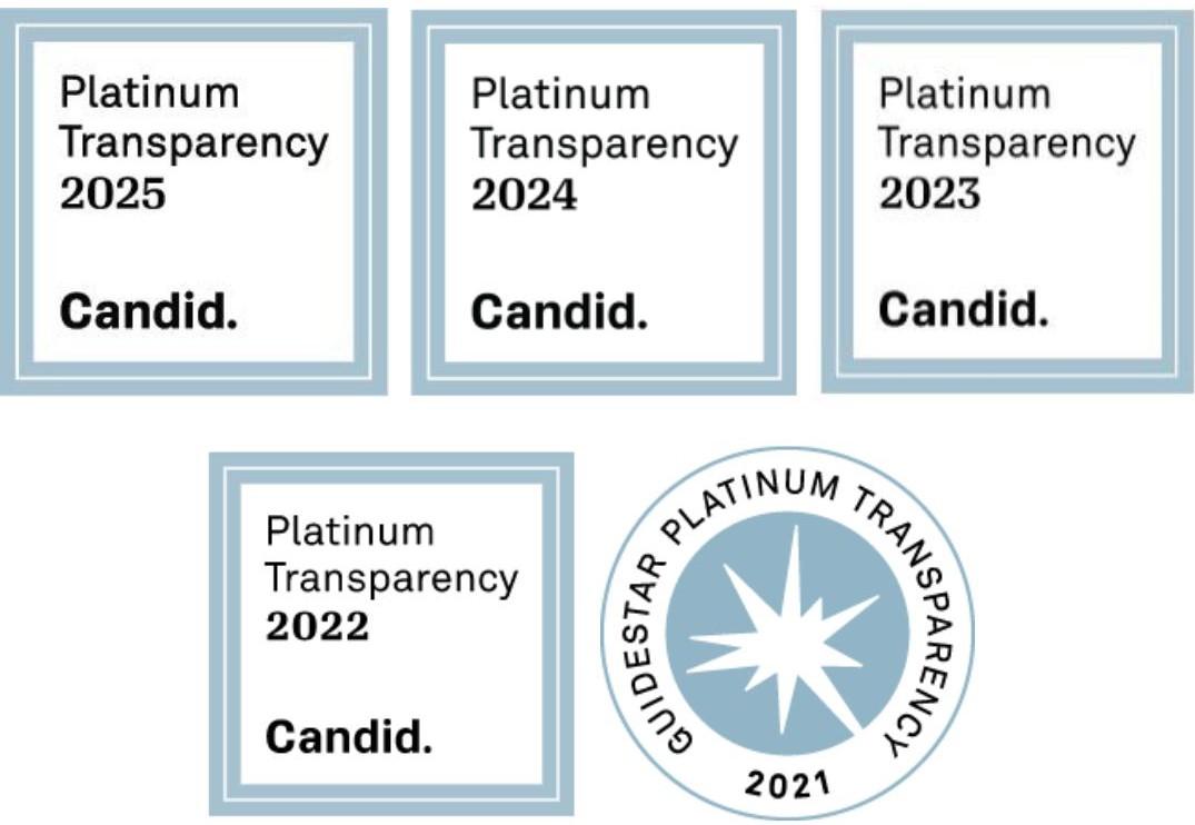 Five consecutive years of Platinum Transparency seals from Candid.