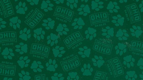 Dark green background with OHIO Giving Day 2025 logo and paw print.