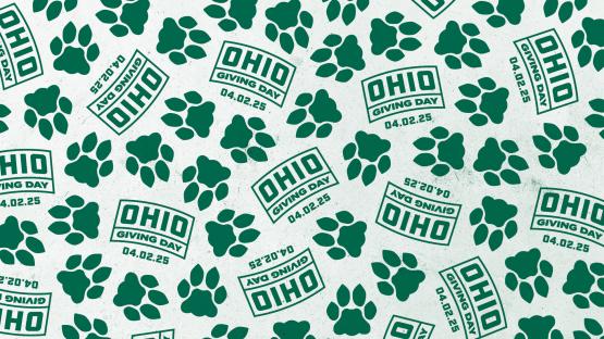 Giving Day digital background white with green Giving Day 2025 logo and green paw prints.