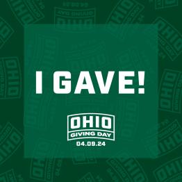 Dark green background with OHIO Giving Day logo everywhere and in white text, "I Gave!"