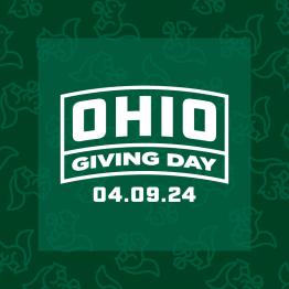 Dark green background with squirrels everywhere and OHIO Giving Day logo in white.
